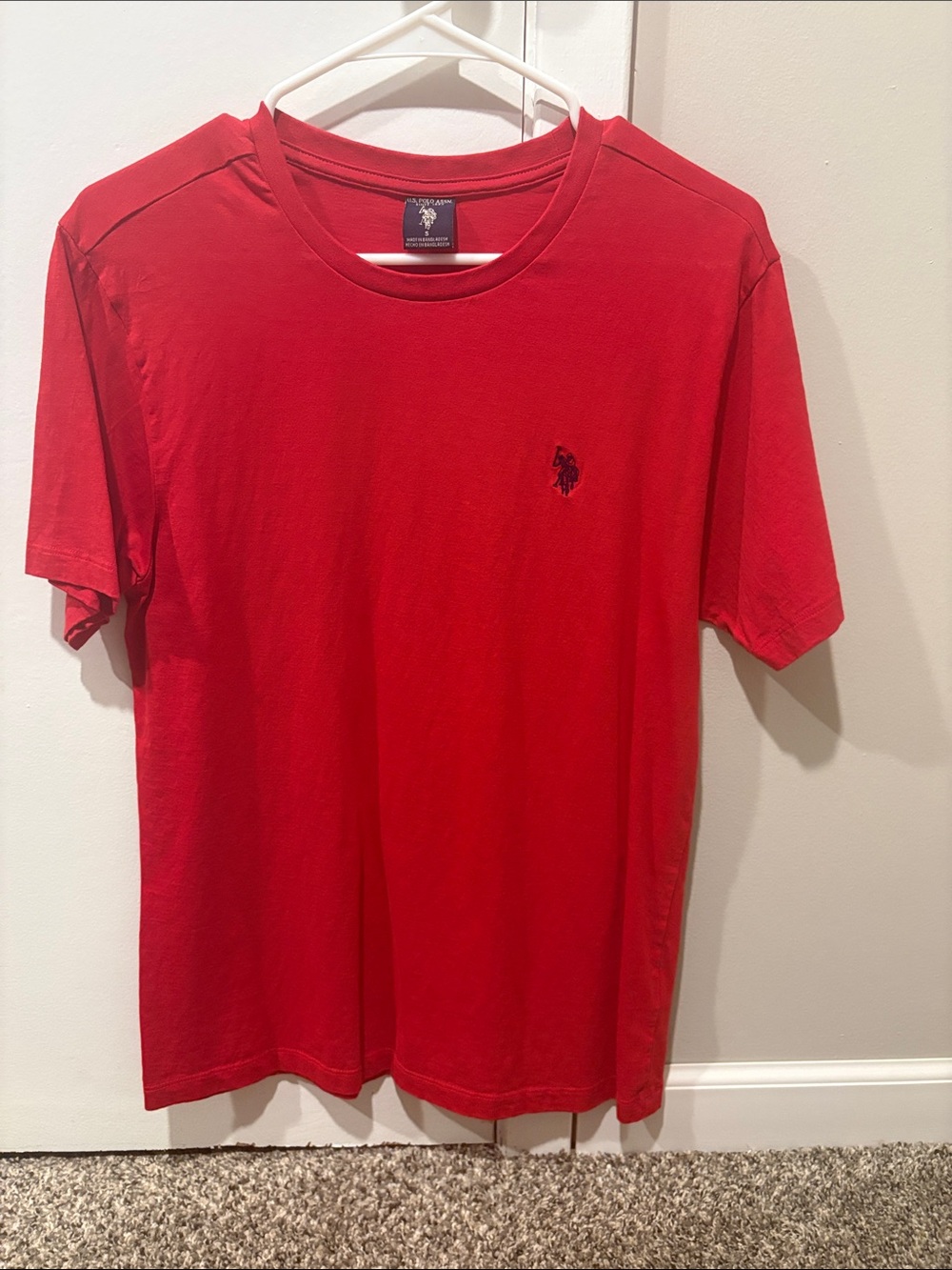U.S. Polo Assn. Red Short-Sleeve Crew Neck Tee with Navy Logo